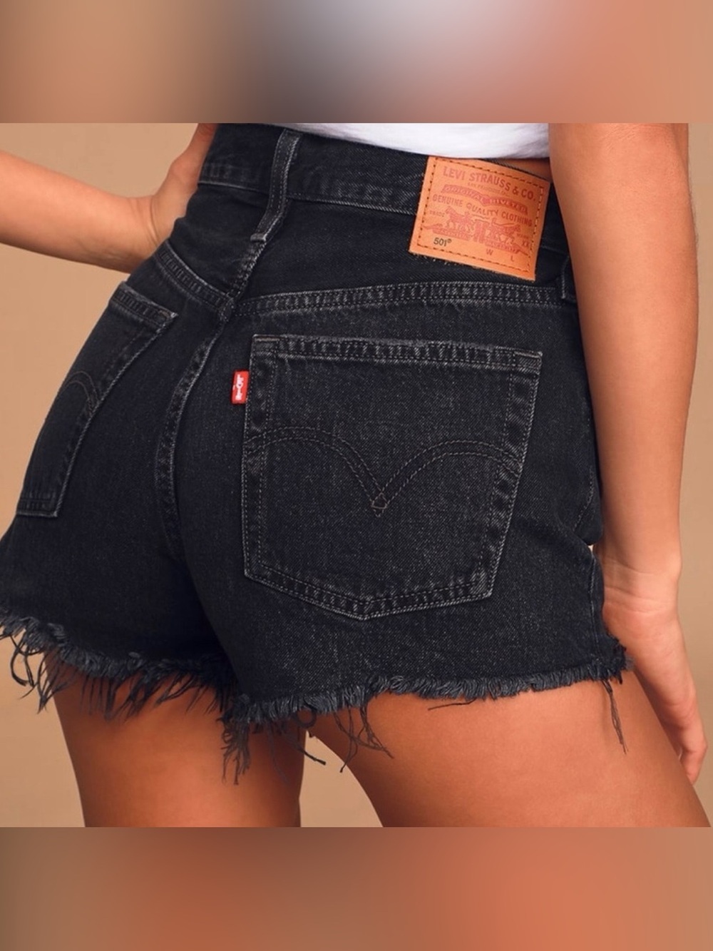 Levi’s 501 Black Denim Cutoff Shorts Size 27 High Rise Distressed Button Fly